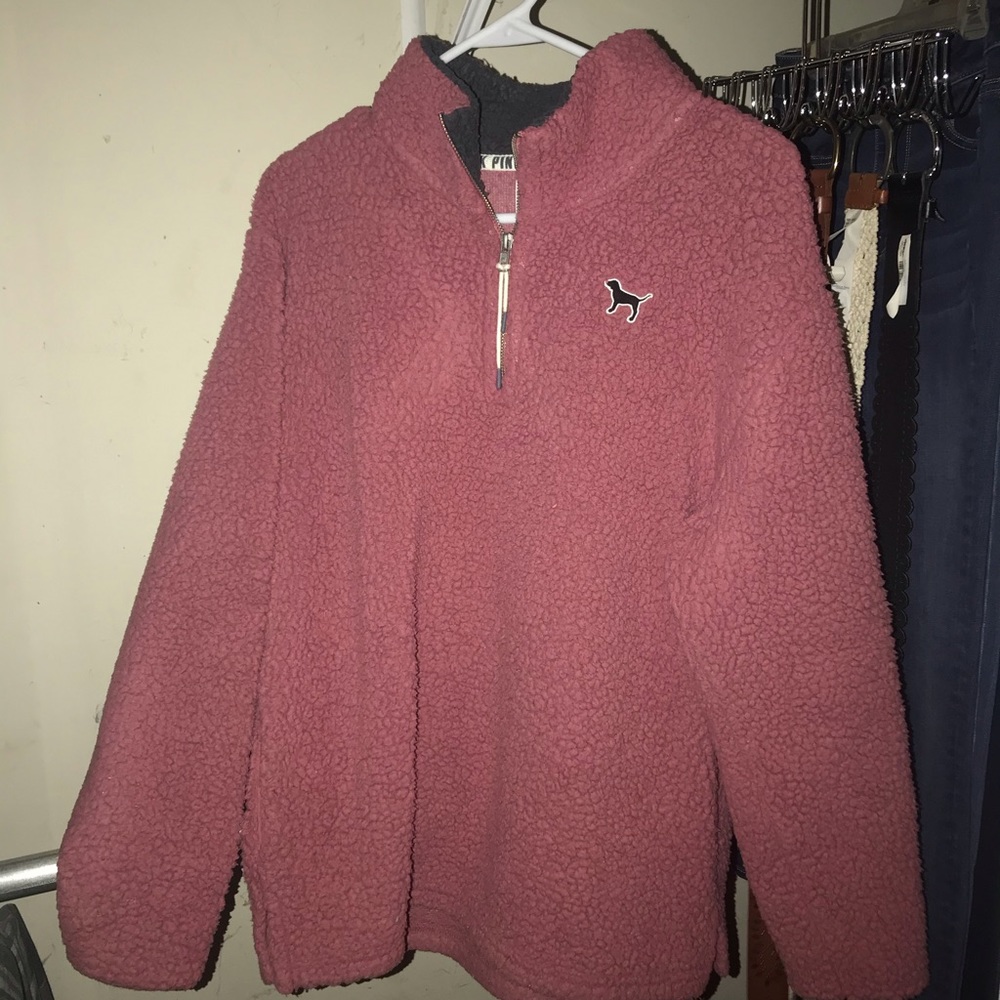 PINK fuzzy sweatshirt zip up